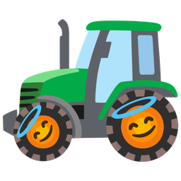 smiling face with halo and tractor