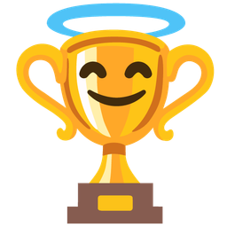 smiling face with halo and trophy
