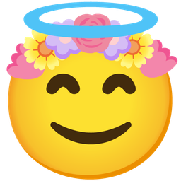 smiling face with halo and tulip