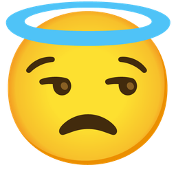 smiling face with halo and unamused face