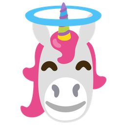 smiling face with halo and unicorn