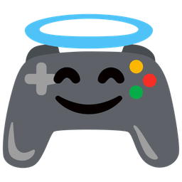 smiling face with halo and video game