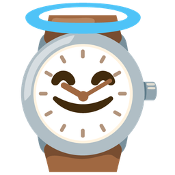 smiling face with halo and watch