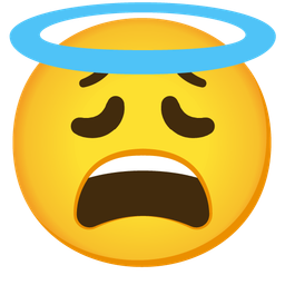 smiling face with halo and weary face