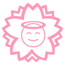 smiling face with halo and white flower