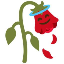 smiling face with halo and wilted flower