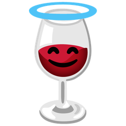 smiling face with halo and wine glass
