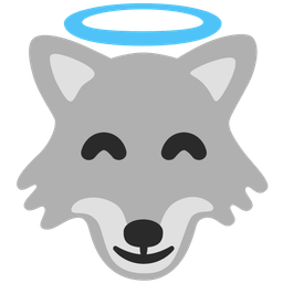 smiling face with halo and wolf