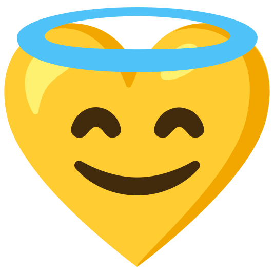 Smiling face with halo and Yellow heart