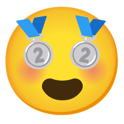 smiling face with heart-eyes and 2nd place medal