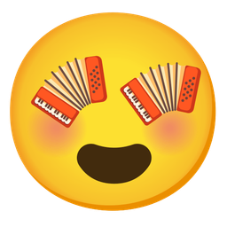 smiling face with heart-eyes and accordion