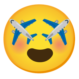 smiling face with heart-eyes and airplane