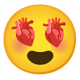 smiling face with heart-eyes and anatomical heart