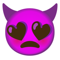 smiling face with heart-eyes and angry face with horns
