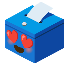 smiling face with heart-eyes and ballot box with ballot