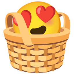 smiling face with heart-eyes and basket