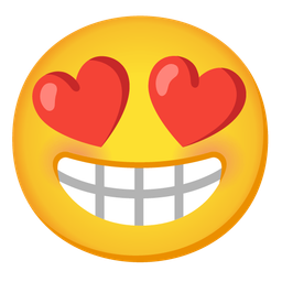 Smiling face with heart-eyes and Beaming face with smiling eyes