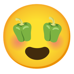 smiling face with heart-eyes and bell pepper
