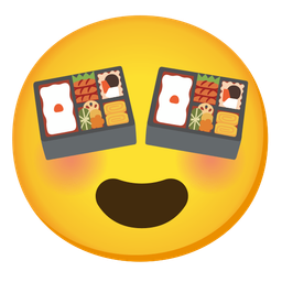 smiling face with heart-eyes and bento box