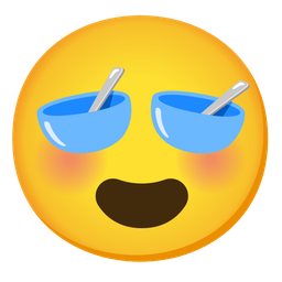 smiling face with heart-eyes and bowl with spoon