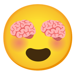 smiling face with heart-eyes and brain