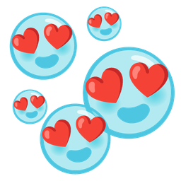smiling face with heart-eyes and bubbles