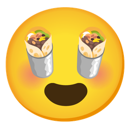 smiling face with heart-eyes and burrito