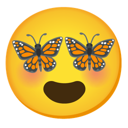 smiling face with heart-eyes and butterfly