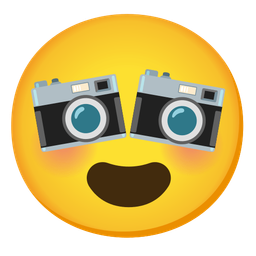 smiling face with heart-eyes and camera