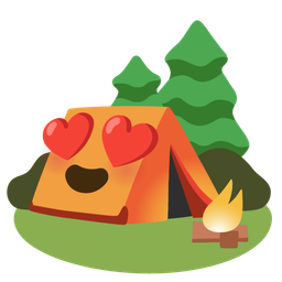 smiling face with heart-eyes and camping