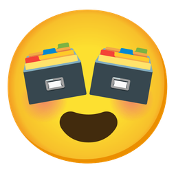 smiling face with heart-eyes and card file box