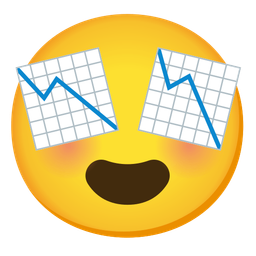 smiling face with heart-eyes and chart decreasing