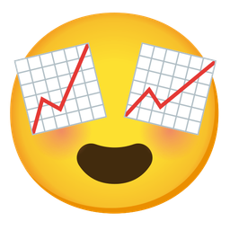 smiling face with heart-eyes and chart increasing