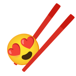 smiling face with heart-eyes and chopsticks