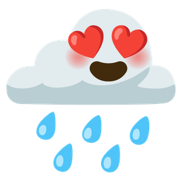 smiling face with heart-eyes and cloud with rain