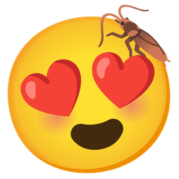 smiling face with heart-eyes and cockroach