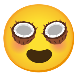 smiling face with heart-eyes and coconut