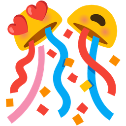 smiling face with heart-eyes and confetti ball