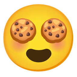 smiling face with heart-eyes and cookie