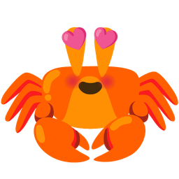 smiling face with heart-eyes and crab