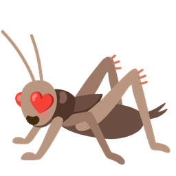 smiling face with heart-eyes and cricket