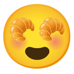 smiling face with heart-eyes and croissant