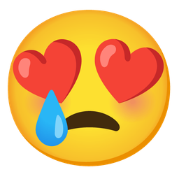 smiling face with heart-eyes and crying face