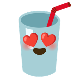 smiling face with heart-eyes and cup with straw