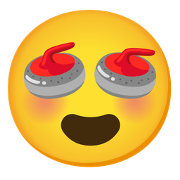 smiling face with heart-eyes and curling stone