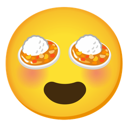 smiling face with heart-eyes and curry rice