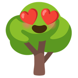 smiling face with heart-eyes and deciduous tree