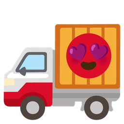 smiling face with heart-eyes and delivery truck