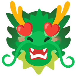 smiling face with heart-eyes and dragon