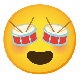 smiling face with heart-eyes and drum